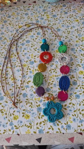 Grand sautoir fantaisie multicolore