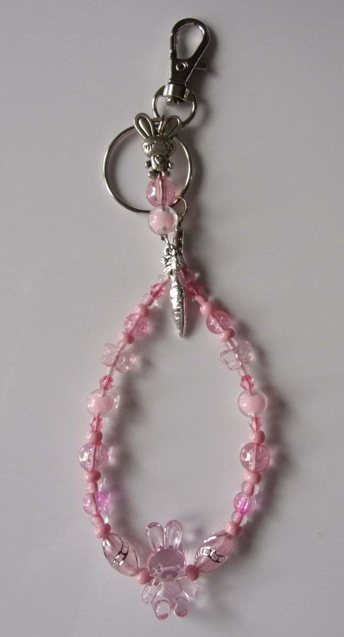 Porte clé ou Déco de sac à main lapin Rose