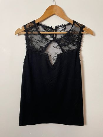 Débardeur noir femme – Taille XL – Détail dentelle
