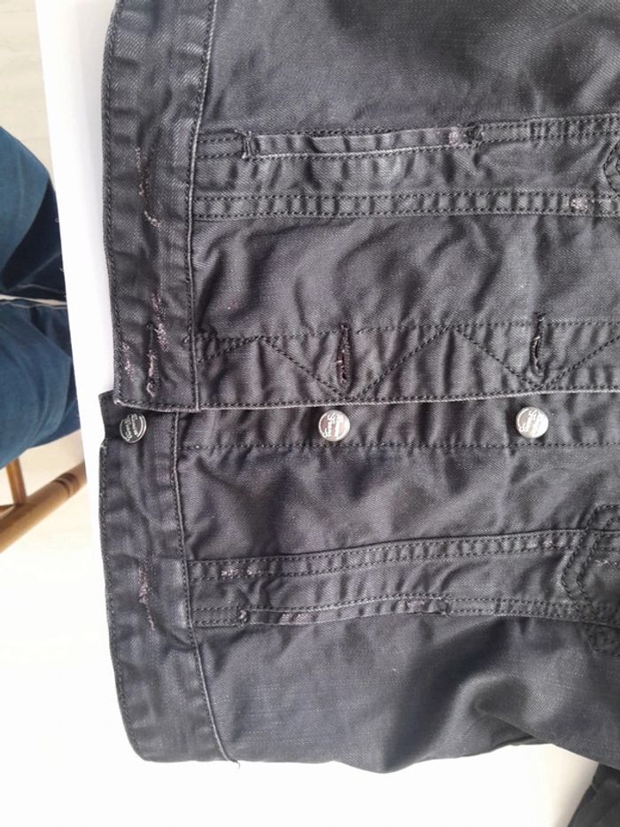 Petite veste en jean noire effet usée Remixx taille m - photo numéro 7