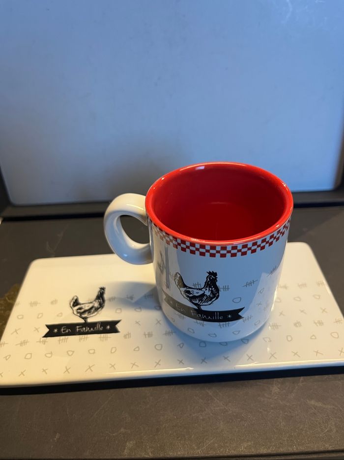 Magnifique lot de 4 tasses et 4 sous tasses  style campagne, poules - photo numéro 9