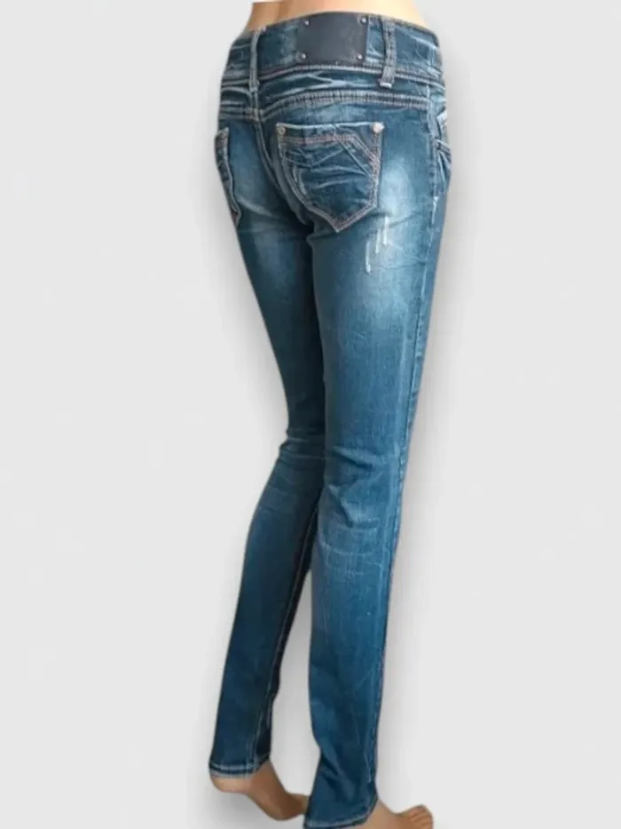 Jean marque Simply & Chic coupe skinny destroy ajusté, sculptant ,taille basse ,stretch - photo numéro 2