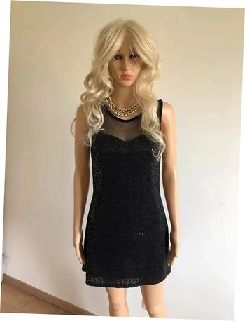 Robe courte noire sans manches avec sequins Morgan taille S TBE