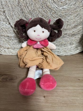 Doudou poupée orange rose les demoiselles graffitis doudou et compagnie