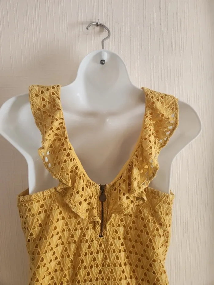Haut à volants et broderie doublé jaune le temps des cerises S - photo numéro 8