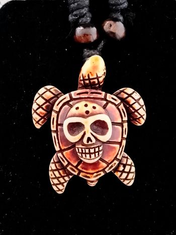 Collier corde réglable, pendentif tortue