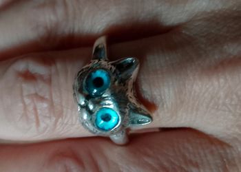 Jolie bague chat en argent