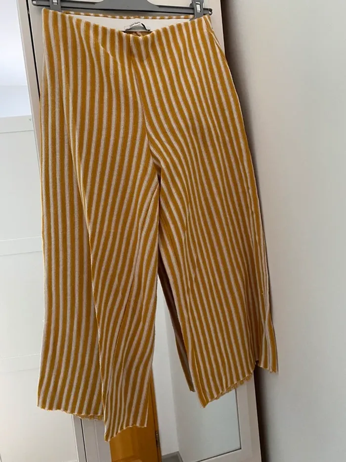 Pantalon fluide jaune et blanc S