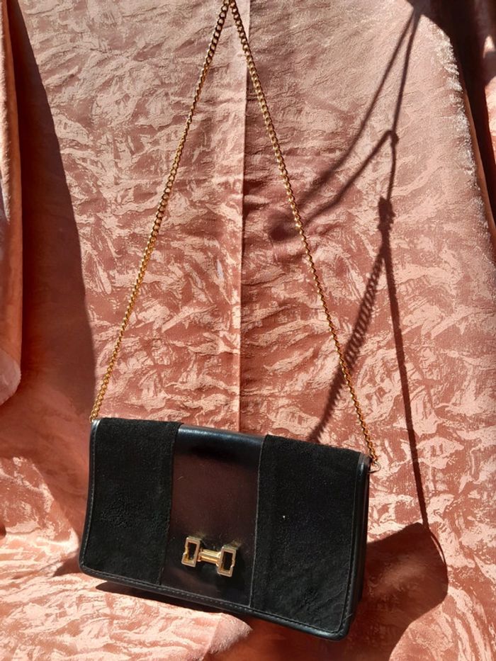 Sac bi matière daim et simili cuir bandoulière vintage - photo numéro 4