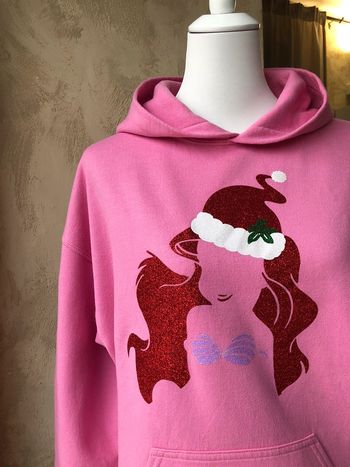 Sweat à capuche rose petite sirène de Noël M