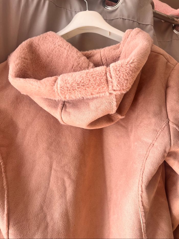 Manteau à capuche rose poudré - photo numéro 5