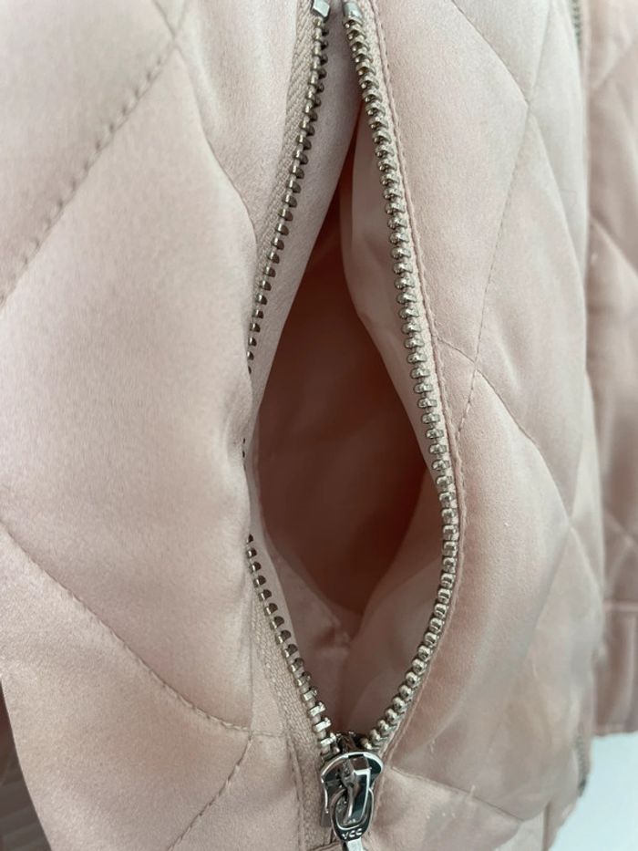 Bomber veste rose poudrée matelassée coupe-vent avec fermeture éclair et poches - photo numéro 5