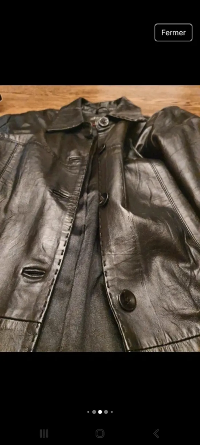 Manteau vintage cuir noir Authentic taille 42 - photo numéro 15