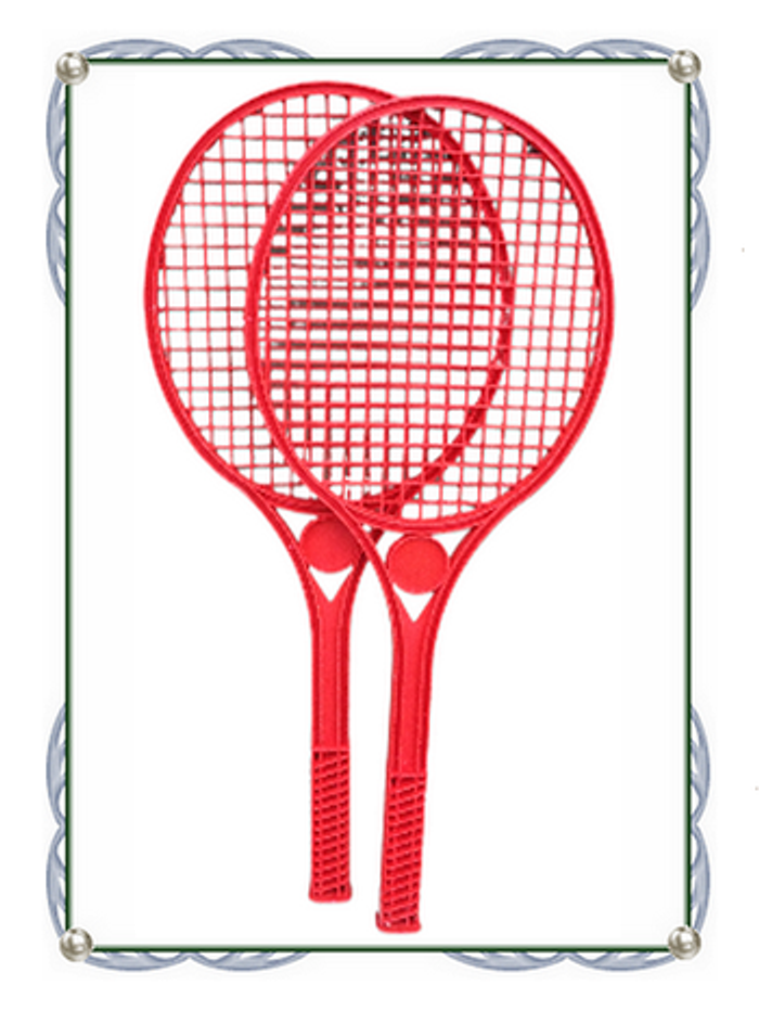 Accessoire de sport lot de 2 raquettes de tennis en plastique rouge pour enfant