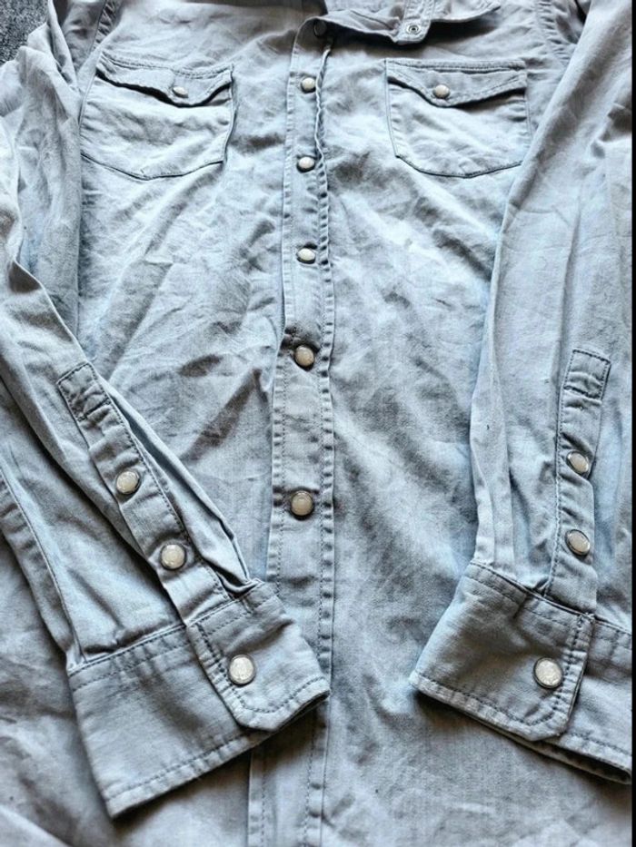 Chemise en Jean The Kooples - XS - Gris - Style Western - Boutons Pression - Poches Poitrine - photo numéro 7