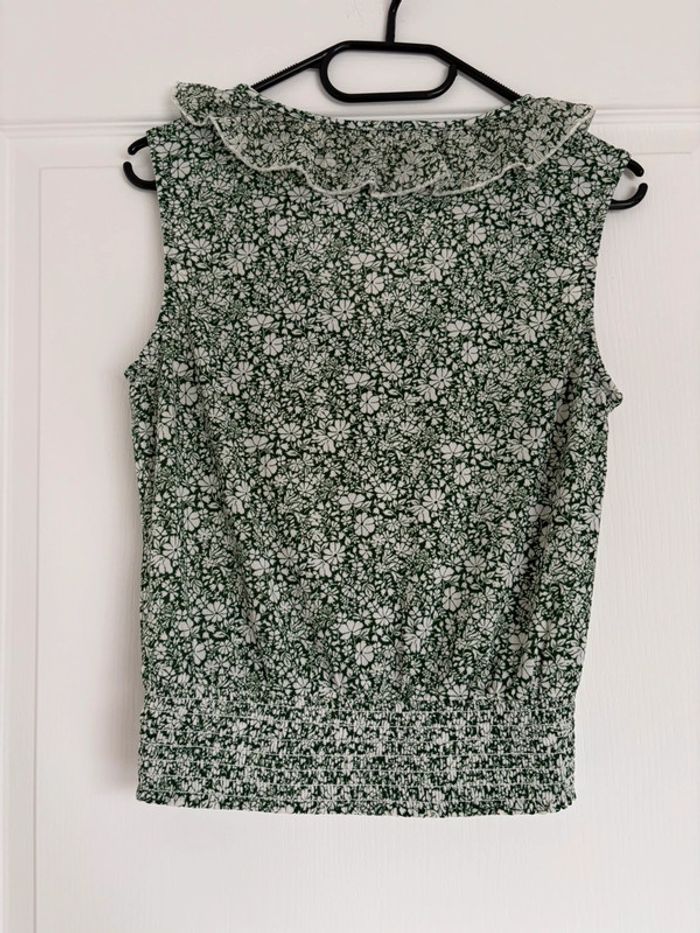 Top fleuri vintage vert sans manches Cache Cache M💚 - photo numéro 4