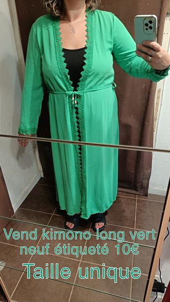 Long kimono vert taille unique