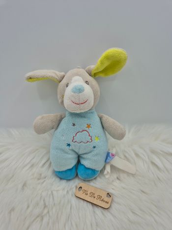 Doudou peluche Chien Gris bleu vert Sucre D’Orge