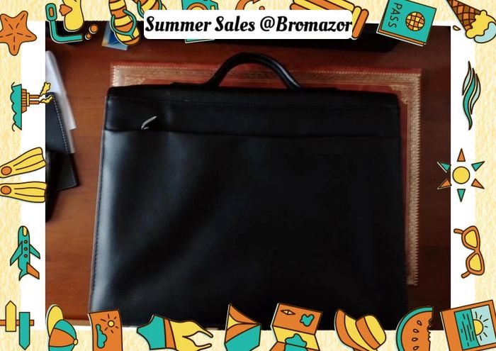 Cartable à compartiments en cuir noir - photo numéro 5