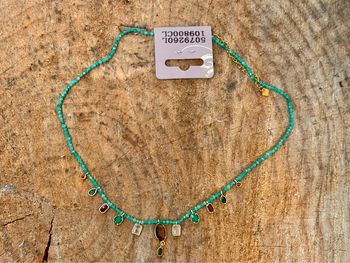 Collier habaha oaris Paris perles malachites pierres naturelles acier inoxydable or