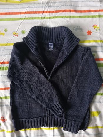 Pull zippé cheminé 7 ans bleu marine
