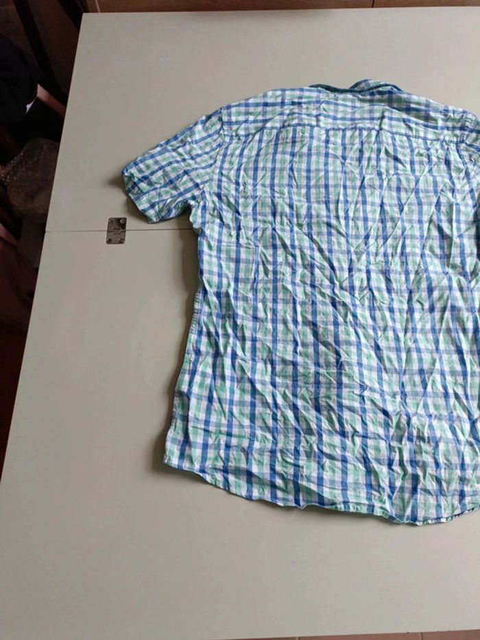 Chemise manche courte rayé bleu et vert brice taille L coupe ajustée - photo numéro 10