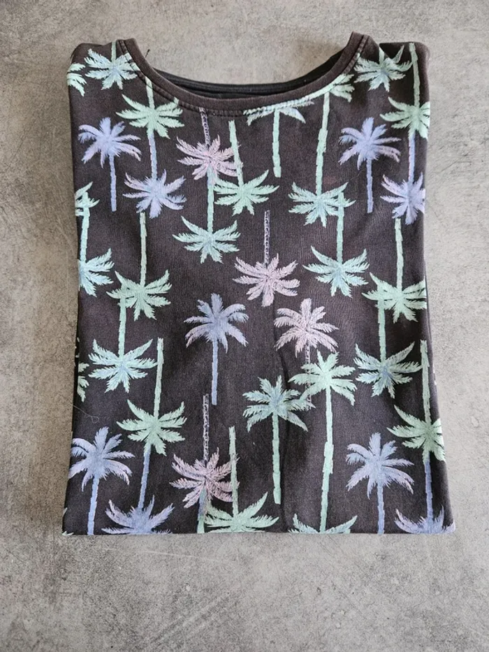 T-shirt à manches courtes style hawaïen - Taille 12 / 13 ans (158cm) - Primark - Noir