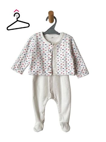 Ensemble pyjama en velours blanc à motifs - Petit Bateau 6 mois