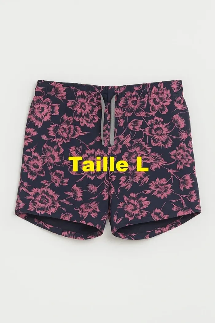 Short bleu marine motif rose Taille L