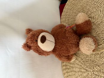 vintage peluche ours brun avec une fleur dans une poche Nici Allemagne