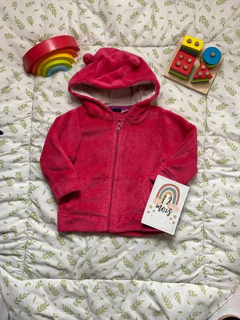 gilet zippé avec capuche en polaire rose lupilu 9/12 mois
