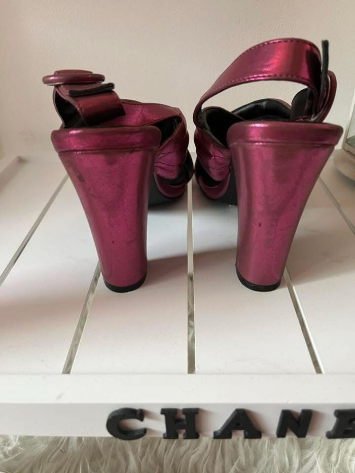 Sandales ouvertes talons violet foncé brillante T40 Atmosphère BE 👡 - photo numéro 6