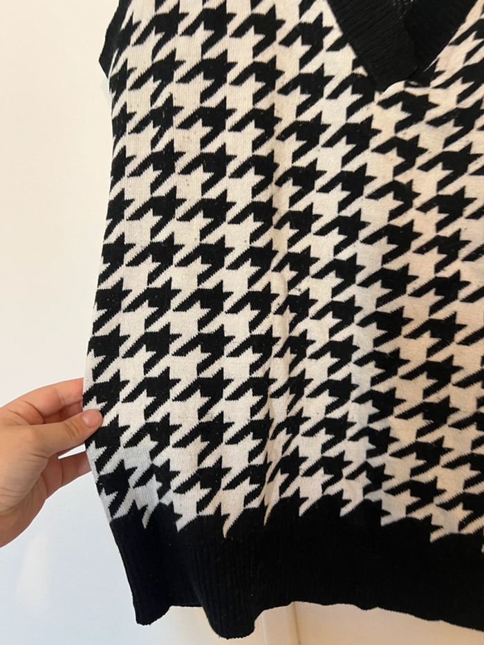 Pull sans manches à carreaux motif pied-de-poule - photo numéro 3