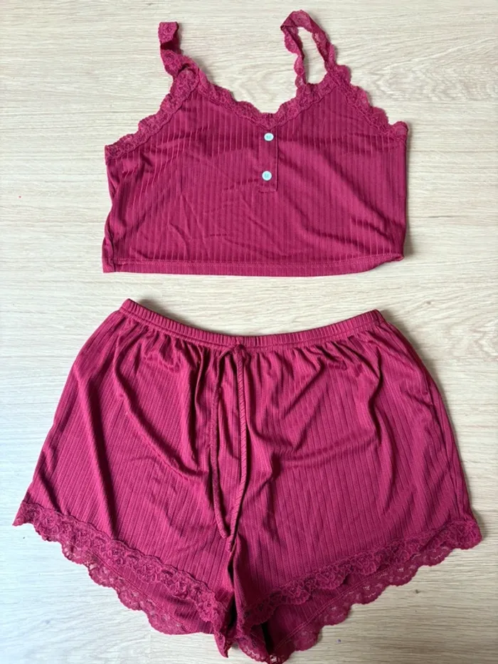 Ensemble pyjama short & top dentelle – Taille 42 - photo numéro 2