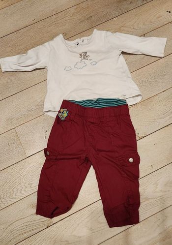 Lot de 2 vêtements garçon : 1 t-shirt longues manches + 1 pantalon taille 68cm (6 mois)