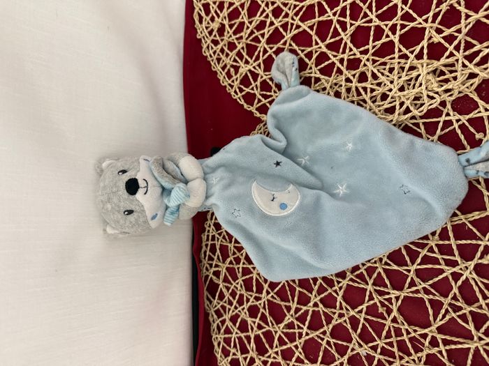 Doudou Renard Gris Mouchoir Bleu Lune Etoile POMMETTE - photo numéro 2