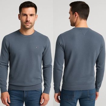 Pull Tommy Hilfiger gris clair col rond