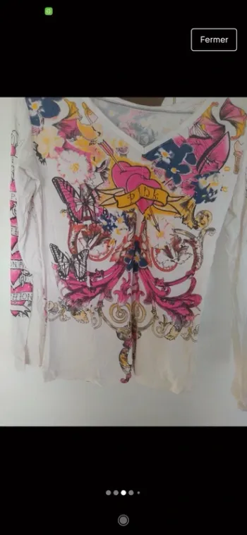 Superbe top pink rose motifs fabuleux S