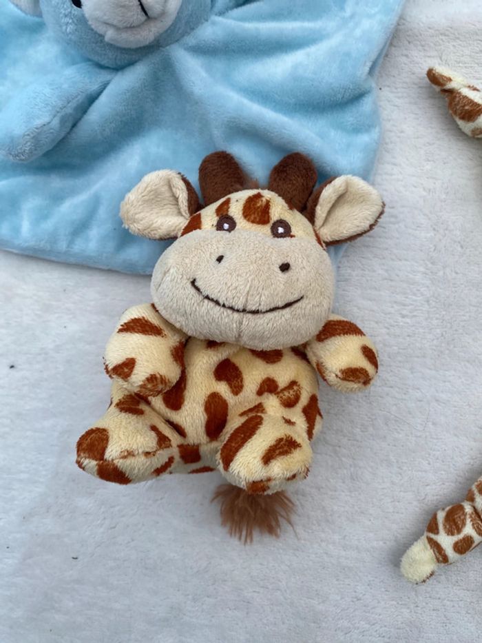 Lot de peluche doudous bébé girafe ourson - photo numéro 3