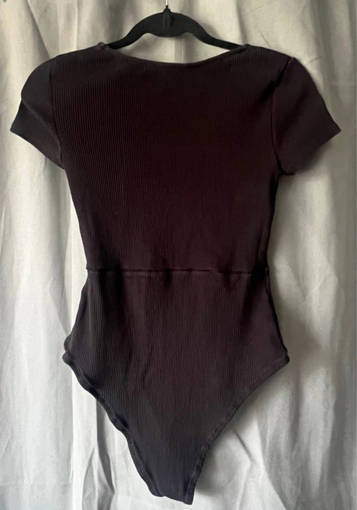 Body manche courte noir femme Tally Weilj taille L excellent état col carré - photo numéro 2
