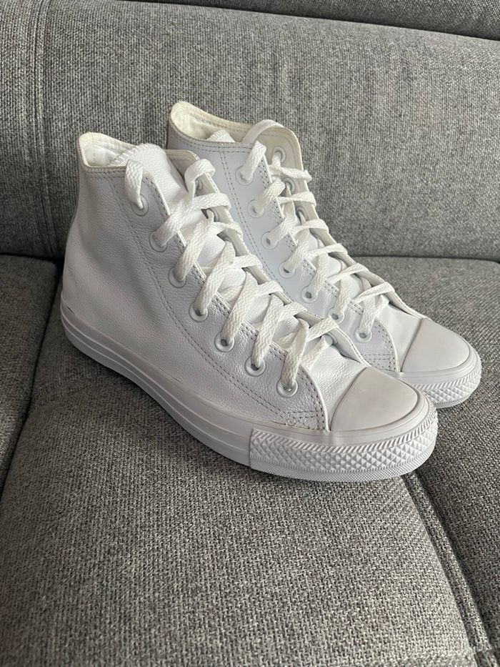 Converse blanche cuir véritable 39 - photo numéro 9