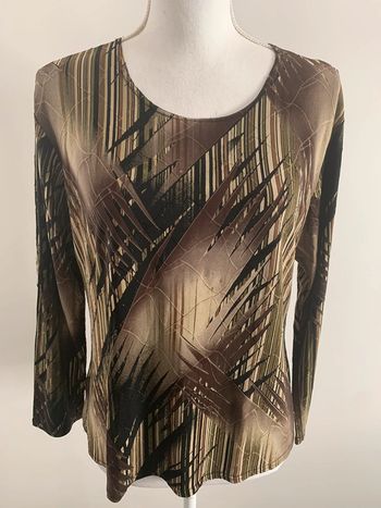 Blouse bariolée kaki marron TL