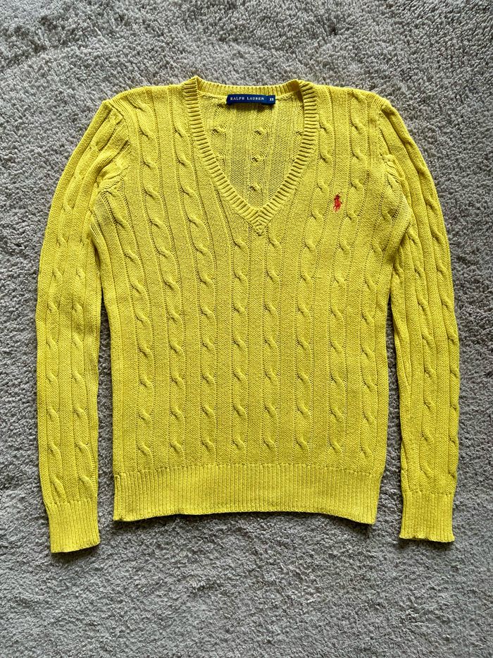 Pull torsadé col V Ralph Lauren femme taille XS - photo numéro 2