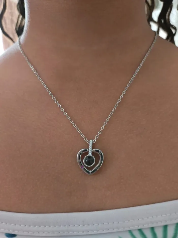 Magnifique collier cœur acier inoxidable