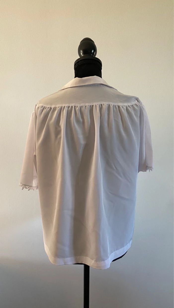 Chemise blanche vintage avec dentelle style broderie taille M - photo numéro 7