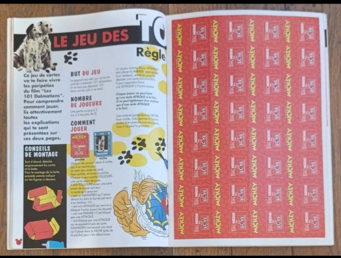 Ancien journal de mickey avec cadeau jeu de cartes 101 dalmatiens N°2337 de 1997 vintage - photo numéro 3