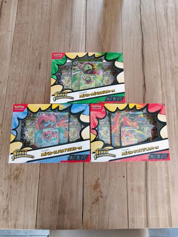 3 Coffret me2.5 héros transcendants Méga aligatueur - Méga roitiflam - Méga meganium 