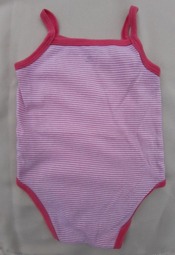Lot de 3 bodies bretelles roses et blancs fille - Kitchoun - 6 mois - photo numéro 9