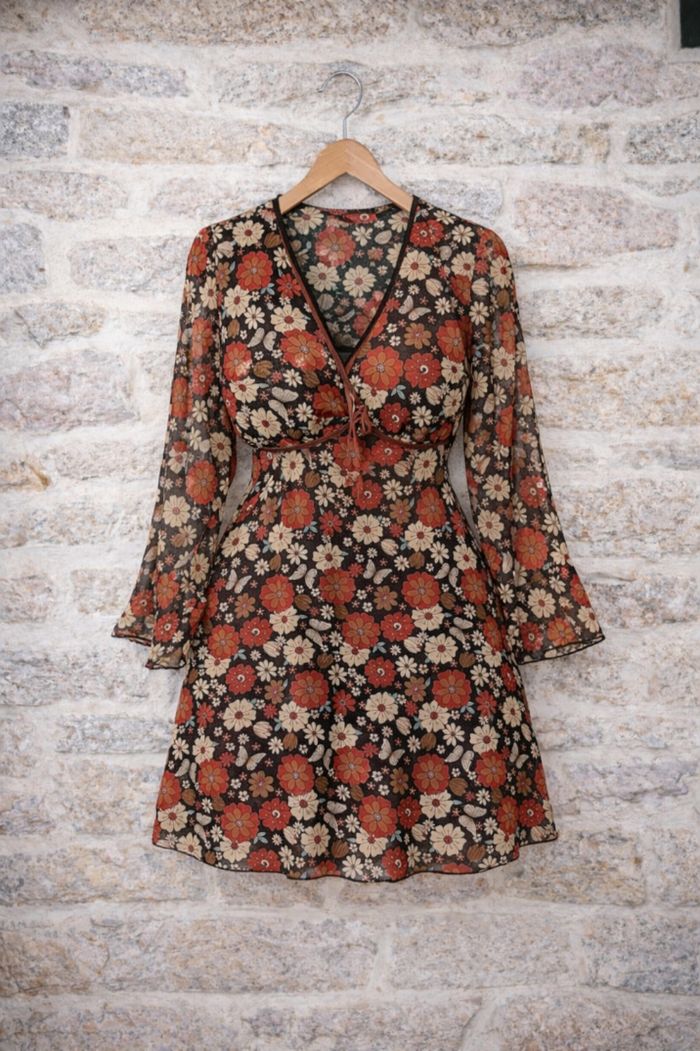 Robe bohème manches longues transparentes multicolore Femme taille 52 marque Boohoo 💍 - photo numéro 7