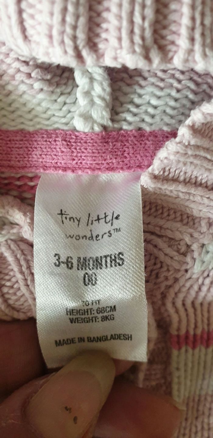 Gilet à capuche rose tiny little 3/ 6 mois - photo numéro 3